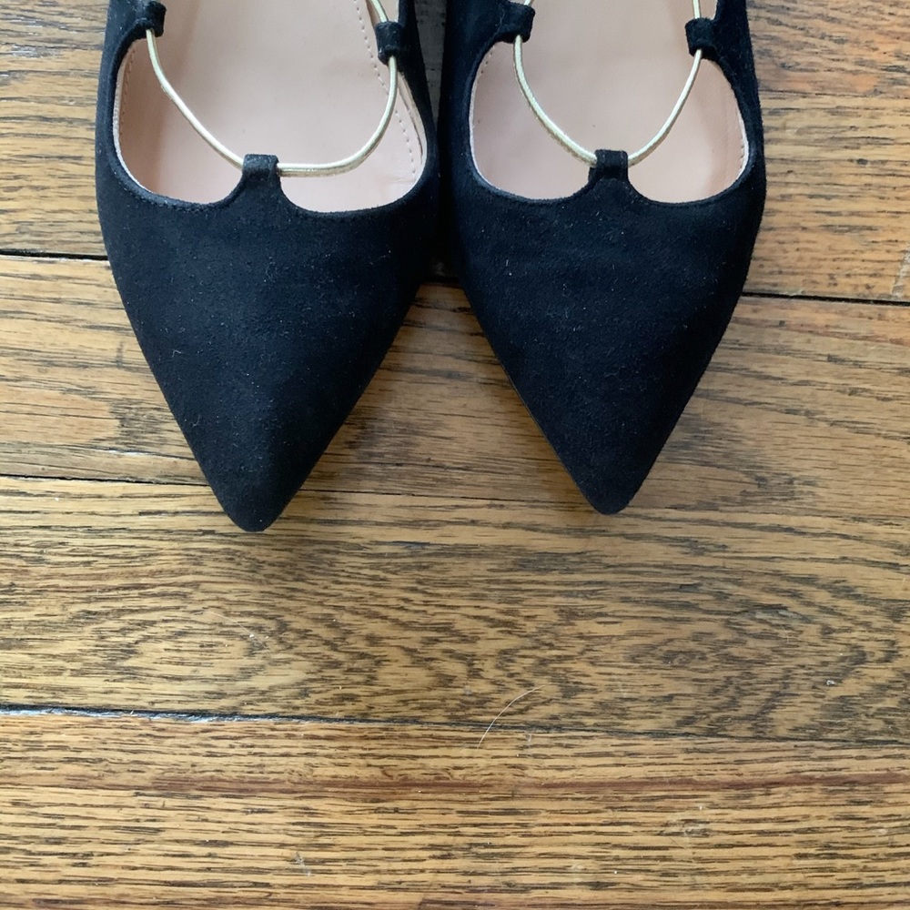 J. Crew black and gold tie up flats- 7 - Picture 6 of 7